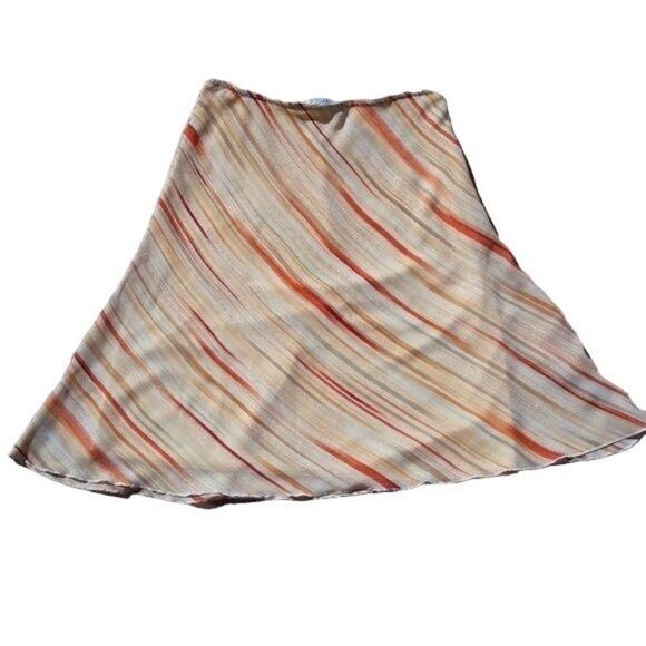 Vintage 70's Iz Byer Skirt Hippy Boho Sheer Aline Brushstroke Stripped Yellow L - Picture 8 of 8